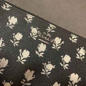 Coach black and white floral accordion wallet